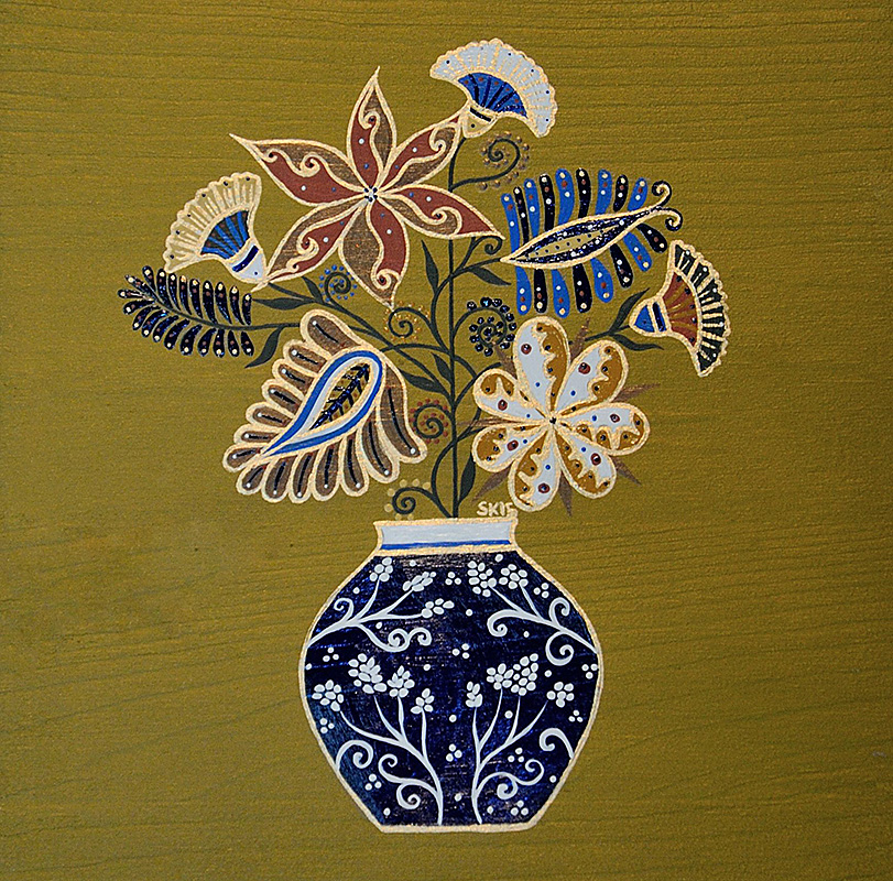 Silvia Karamfilova Art "Blue vase with flowers"